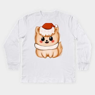 Cute Pomeranian Drawing Kids Long Sleeve T-Shirt